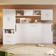 thumbnail image 4 of Twin Size Murphy Bed With Open Shelves And Storage Drawers,Built-In Wardrobe And Table, White, 4 of 9