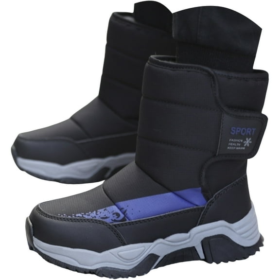 Quealent Toddler Boy Girl Snow Boots Waterproof Winter Warm Boots Nonslip Lightweight Outdoor Walking Shoes for Cold Weather Black for Size 2