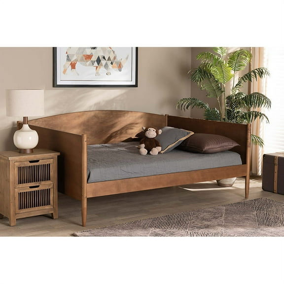 Baxton Studio Veles Mid-Century Modern Ash Walnut Finished Wood Full Size Daybed