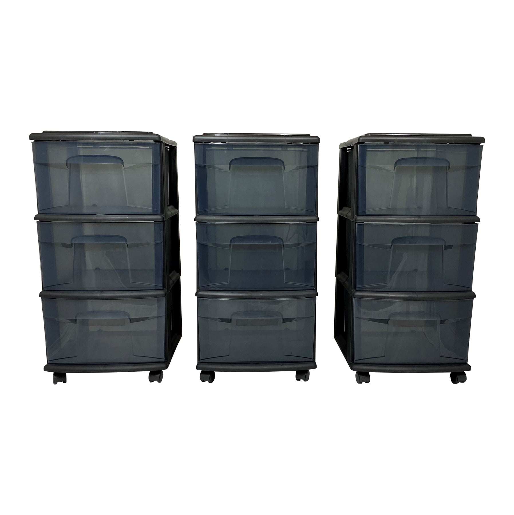 Homz 25 Inch Solid Plastic 3 Drawer Wheeled Storage Organizer Cart (3