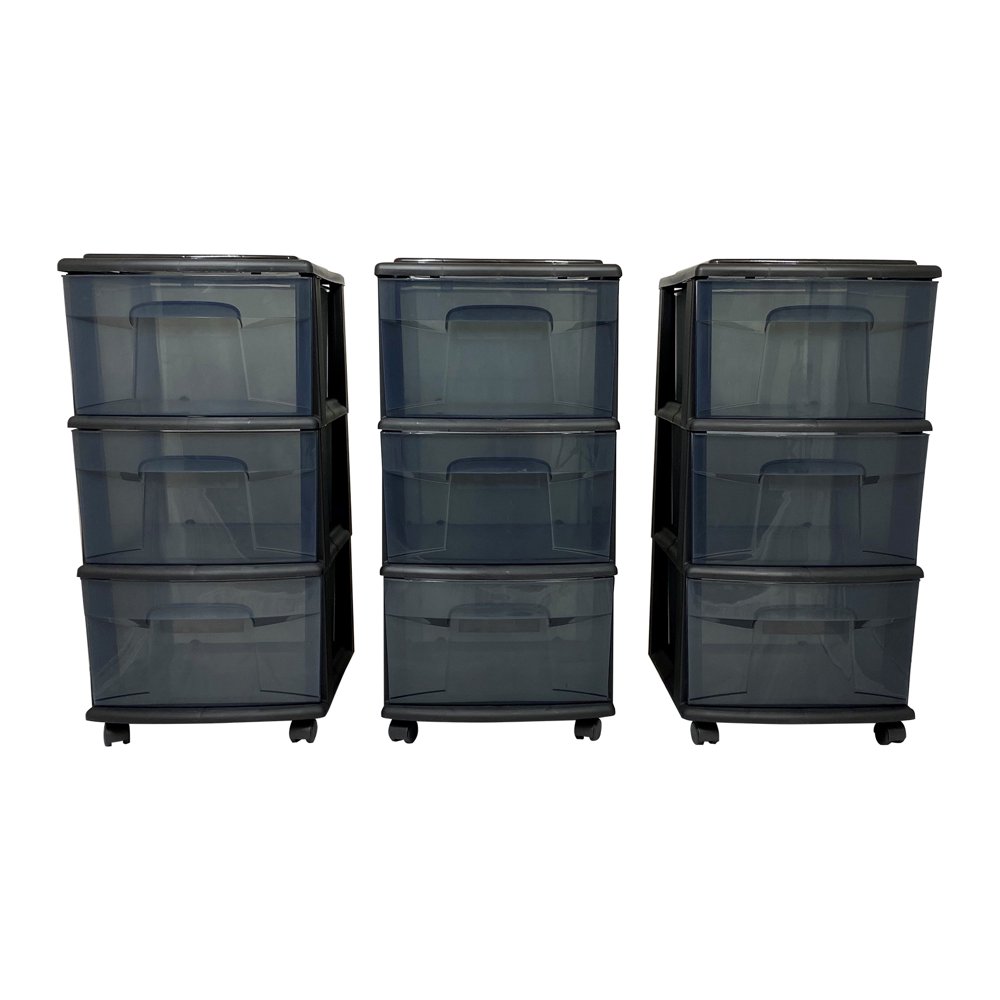 Homz 25 Inch Solid Plastic 3 Drawer Wheeled Storage Organizer Cart (3