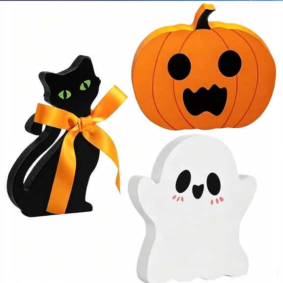 Dvumao Home Decor, Halloween Decorations Indoor Halloween Tiered Tray Decorations Cute Ghost Wooden Decor Halloween Tabletop Decorations Pumpkin Blocks Signs For Home Decoration