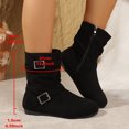 thumbnail image 7 of Plus Size Women's Mid-Calf Boots Fleece Lined Round Toe Side Zipper Flat Sole Warm Wide Calf Boots, 7 of 7
