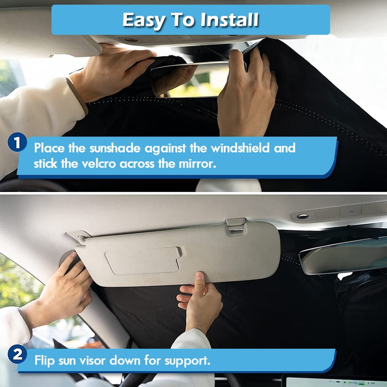 IC ICLOVER Tesla Model 3/Y Windshield Sun Shade, 240T Polyester photo 7