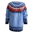 thumbnail image 3 of GEWSEY Womens Fall Vintage Fair Isle Sweater Casual Loose Long Sleeve Crewneck Knitted Pullover Sweater Tops (Blue, M), 3 of 4
