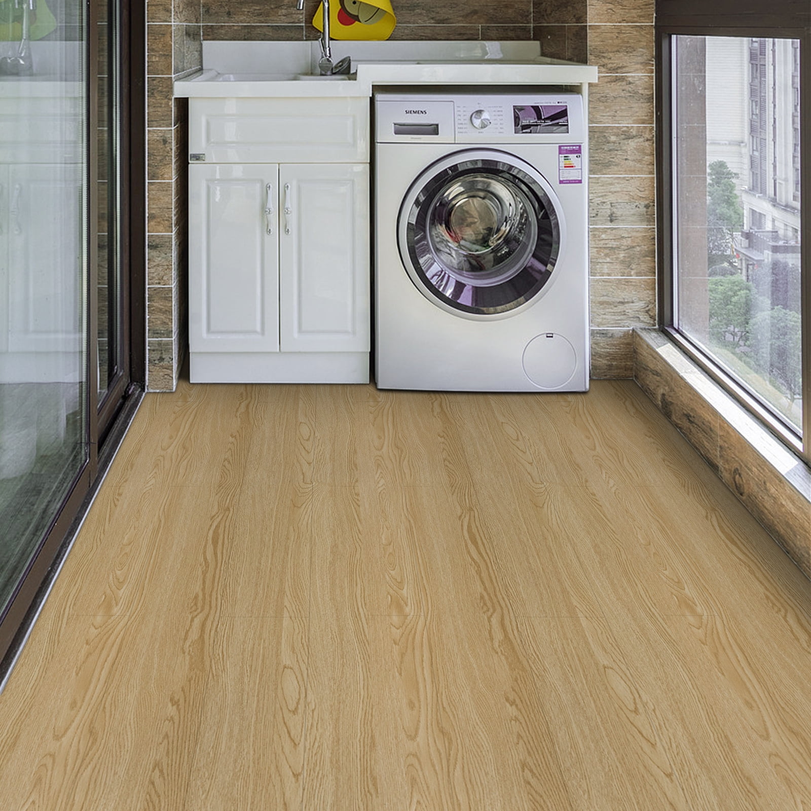 (2 pack) UMIGGEE Peel and Stick Vinyl Flooring Roll 23-in x 196-in/31 Sq.Ft Thicken Self-Adhesive Vinyl Wood Grain Floor Wear-Resistant Easy DIY Install Home Decor