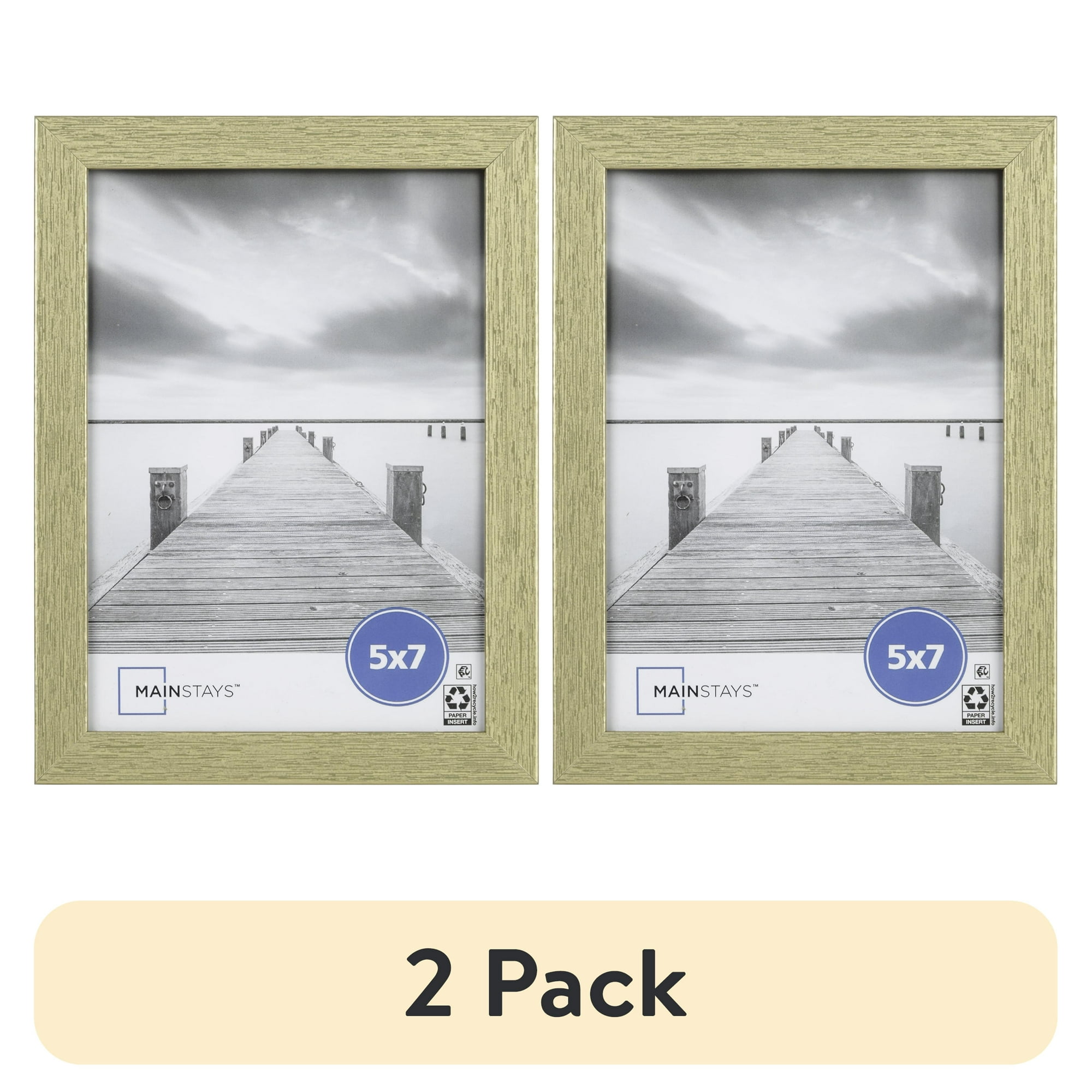 (2 pack) Mainstays 5 x 7 Gold Linear Picture Frame