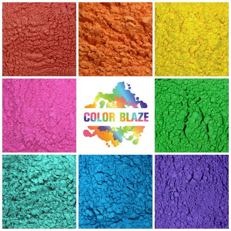 Color Blaze 25 Holi Color Powder Packets - 75 g Each - Pack of 8 Multi  Colored Powders - Pink, Red, Orange, Yellow, Green, Teal, Blue, Purple -  For