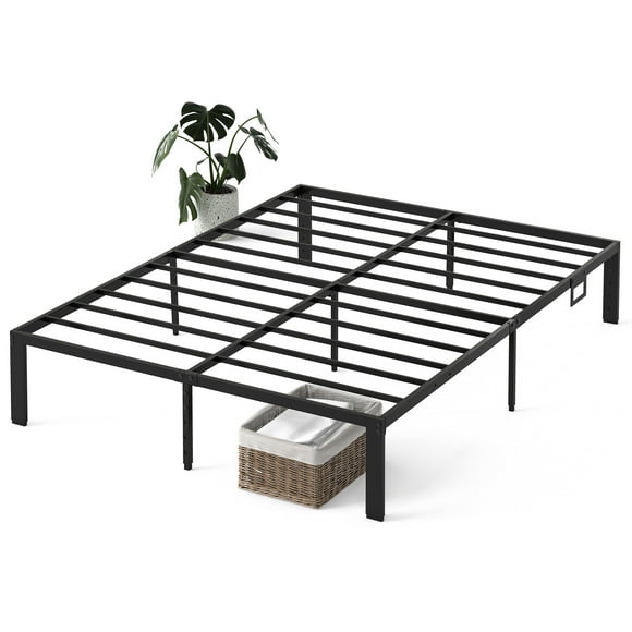 HOXPETY 16 Inch Queen Size Bed Frame Platform Metal Heavy Duty Mattress Foundation Box Spring Replacement w/Steel Base and Under-Bed Storage Bedroom, Black