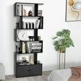 thumbnail image 4 of Gymax 2PCS 6-Tier Shaped Bookshelf w/ Cabinet 6-Tier Tall Bookcase w/ Doors, 4 of 10