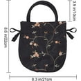 thumbnail image 2 of 1pc Ethnic Style Flower Handbag Black Embroidered Drawstring Bags Jewellery Gift Bags for Women Makeup Bags Organiser for Cosmetic Utensils Storage Bag Travel Party Cosmetic Bag Purse, 2 of 9