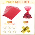 thumbnail image 3 of Uxcell 100Pcs 9.06 x 5.9" Clear Treat Bags with Gold Cable Ties Red, 3 of 7