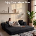 thumbnail image 3 of LazySunsets Sofa Bed Convertible Boneless Couch Corduroy Modular Couch Bed with Fixed-Shape Frame & Removable Armrests for Living Room, Bedroom Black, 3 of 7