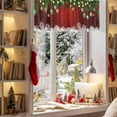 thumbnail image 3 of Christmas Curtain Valance for Windows Xmas Baubles Coniferous Rod Pocket Valance Window Treatments White Snowflake Pine Tree Twig Red Short Curtains for Kitchen Windows Bathroom Bedroom 54x18in, 3 of 7