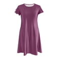 thumbnail image 4 of XVJRHAK Women'S Casual Dresses Women Mini Dresses Summer Casual Ruffle Short Sleeve Cute Crew Neck Dress Club Dresses For Women(Purple,S), 4 of 4