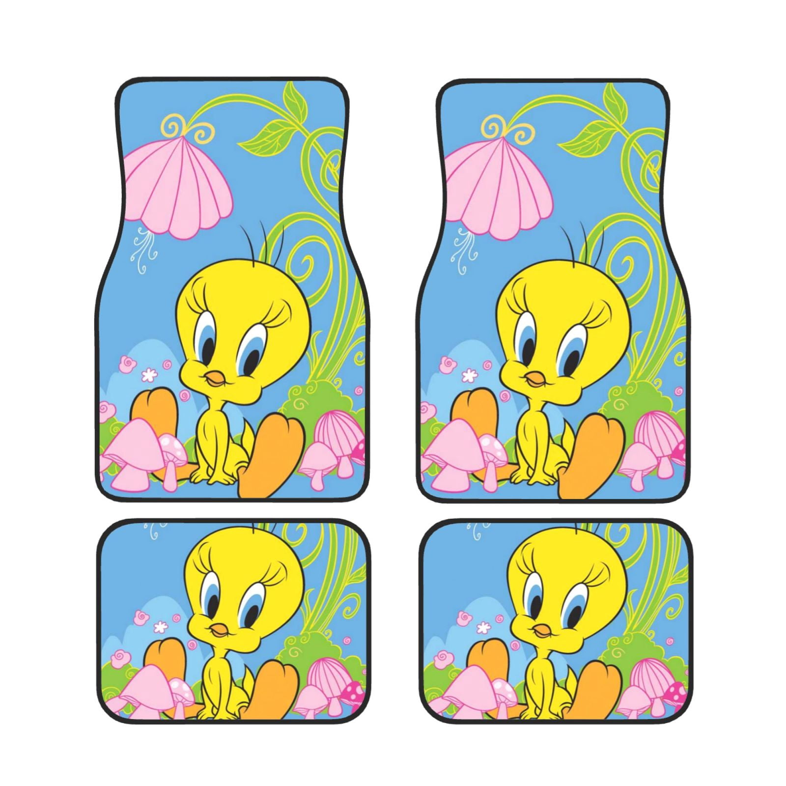 Looney Tunes Tweety Bird Rubber Floor Mats – Front & Rear Set For Car, Truck, SUV
