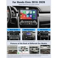 thumbnail image 2 of Android 13 Car Stereo Radio for Honda Civic 2016 2017 2018 2019 2020 with Wireless CarPlay Android Auto Mirror Link 2G+64G with Bluetooth FM GPS Navigation WiFi HiFi SWC, 2 of 9