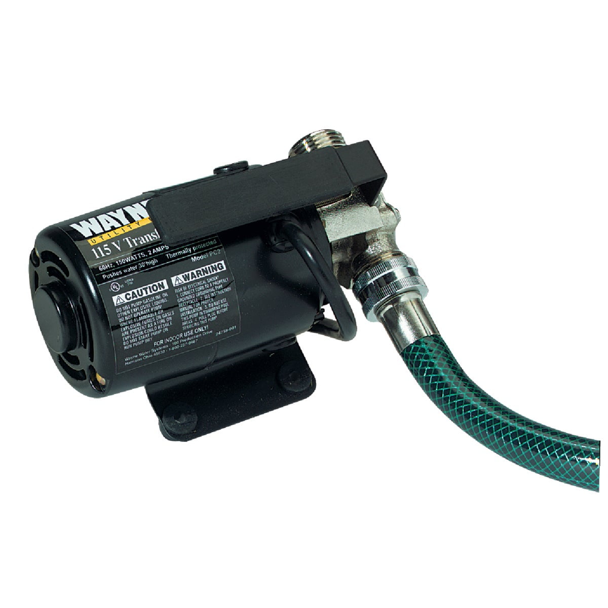 WAYNE PC2 Portable Transfer Water Pump with Suction Hose and Attachement