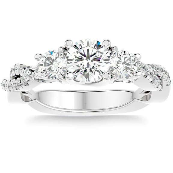 Empire Jewel 1.9 Ct VVS1/D Round Cut Lab Created Simulated Diamond Ring - 14K White Gold Over Anniversary Rings - Criss Cross Infinity Engagement Rings - Simple Design Diamond Rings For Women's