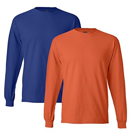 

Hanes mens 6.1 oz. Long-Sleeve Beefy-T5186-DEEP ROYAL/ORANGE-M Pack of 1
