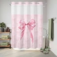 thumbnail image 6 of No Hook Shower Curtain, Pink Bow Shower Curtains for Bathroom with See Through Top Window, Cute Watercolor Girls Cartoon Luxury Waterproof & Washable Bath Curtain Stall 48"x72", 6 of 9