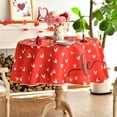 thumbnail image 3 of Valentine''s Day Tablecloth 60×60 Inch Round, Mini Love Hearts Red Washable Table Cover for Party Picnic Dinner Decor, 3 of 6