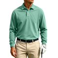 thumbnail image 2 of Fabrcox S-5XL Polo Shirts Men Long Sleeve Men Golf Shirt 3 Button Casual Loose Fit Athletic Workout Office Men's Big and Tall Shirts Green XXXL, 2 of 4