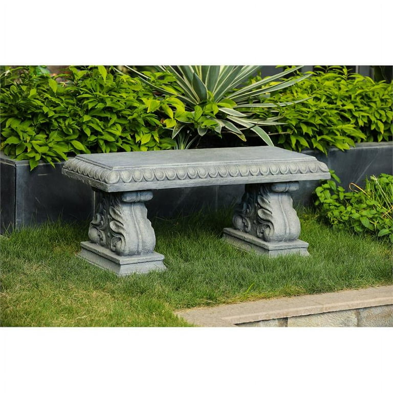LuxenHome Gray MgO Outdoor Garden Bench Walmart