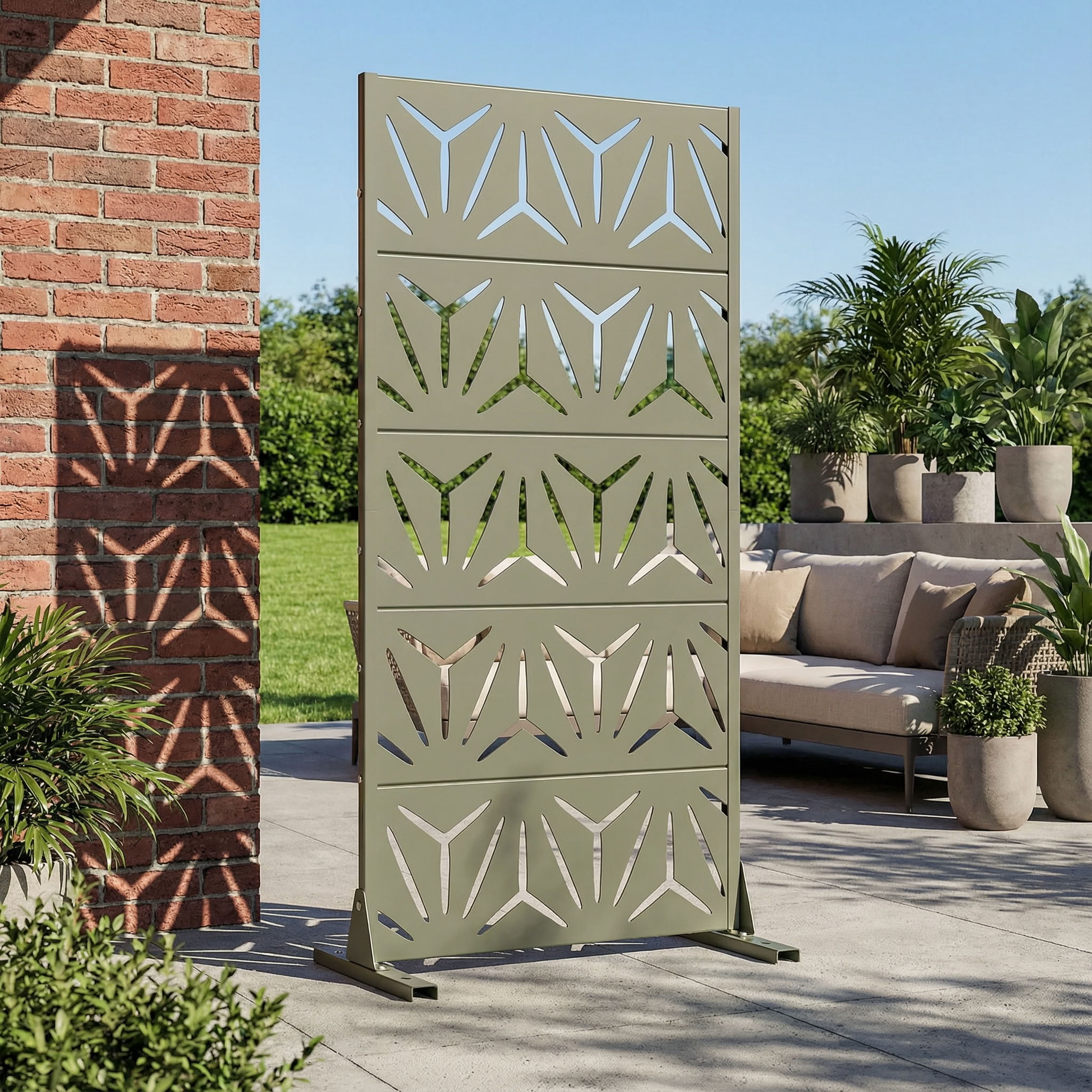 MAYEERTY 5 Panels Metal Outdoor Garden Privacy Screen Panel Patio Backyard Decorative Privacy Fence Divider, 59×29.5×15.7in