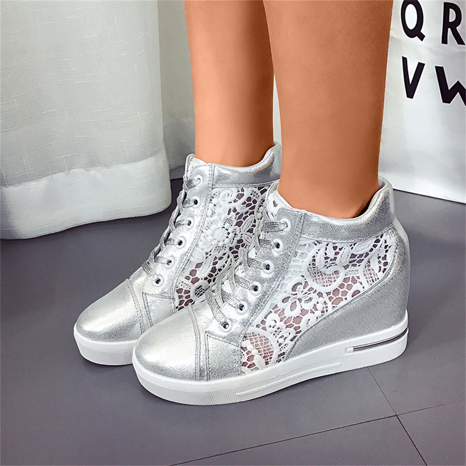 silver high top sneakers