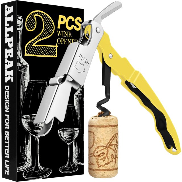 Bottle Opener Wine Opener Corkscrew - 2PCS Multi-Purpose Wine Bottle Opener, Corkscrew Wine Opener, Ouvre Bouteille de Vin, Bar & Wine Tools Corkscrews & Openers Bottle Openers - Yellow