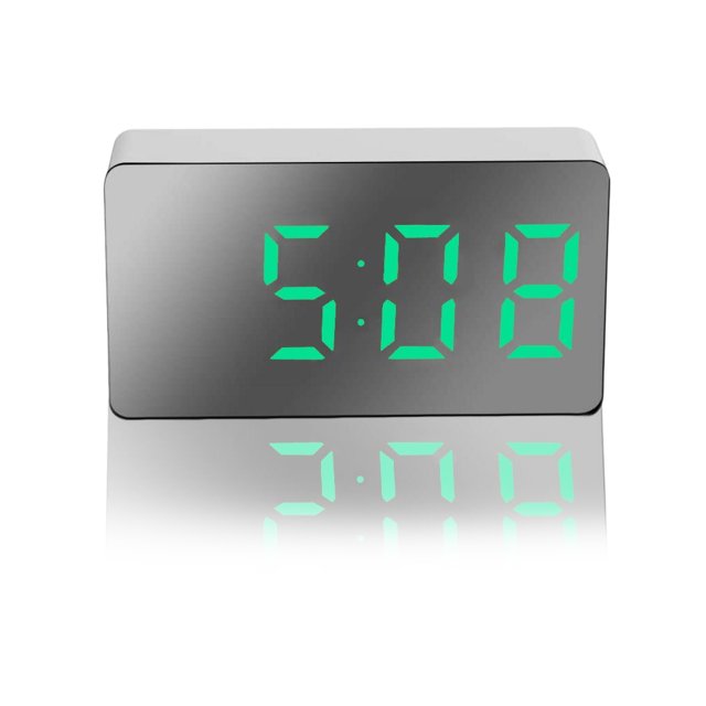serony LED Digital Clock USB Rechargeable Tabletop Time Date Temperature Display Alarm Electronic Decorations Clocks Living Room Green