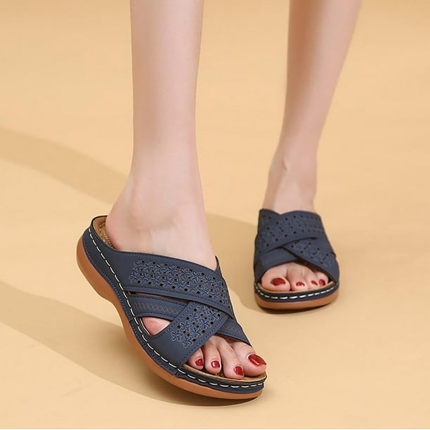 Moda tacón alto desgaste exterior boca de pescado hueco señoras zapatillas plataforma cuña sandalias mujeres Wmkox8yii ytu6296