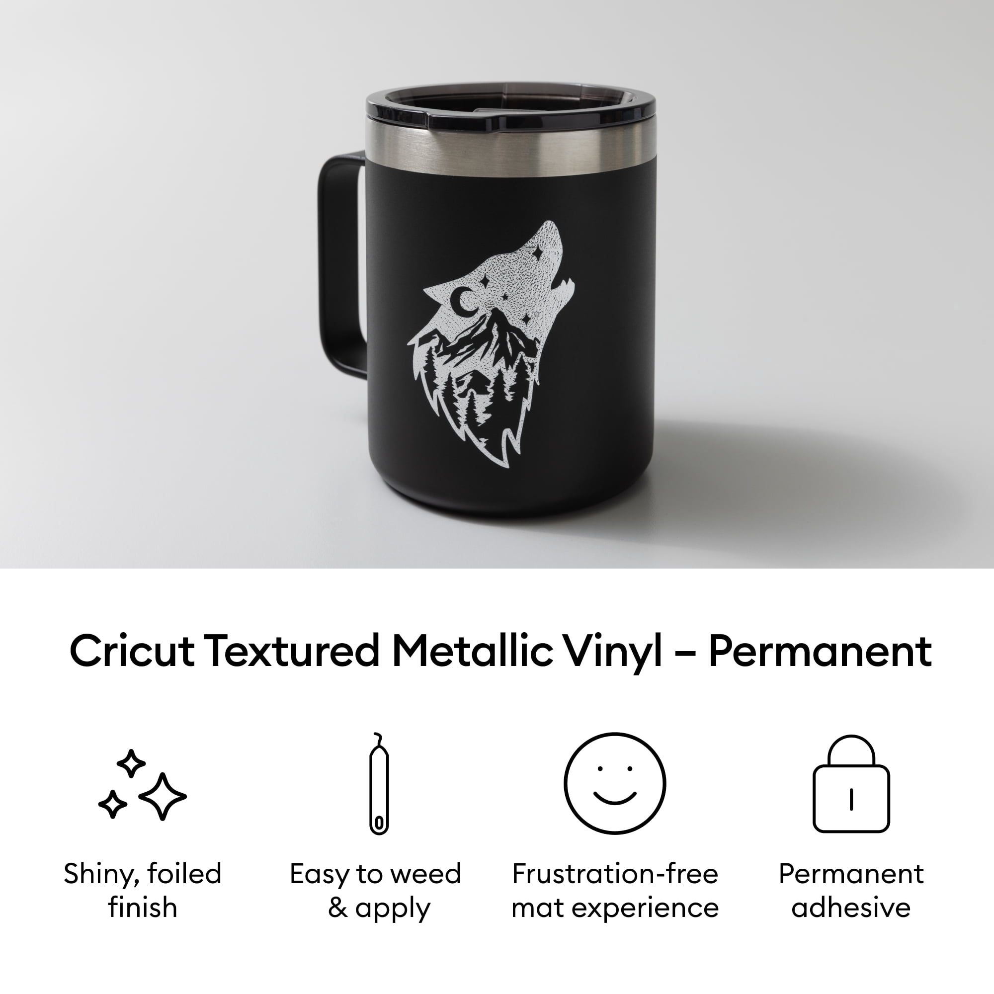 Cricut® Premium Vinyl™ – Textured Metallic Sampler, Dark Metals - Permanent, Sampler
