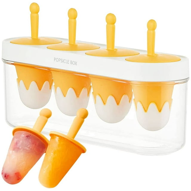 2 Pack Homemade Popsicle Mold for Kids, Small Reusable Easy Release Silicone BPA-Free Ice Cream Maker DIY Teething Mini Popsicle for Toddlers & Babby(Yellow)