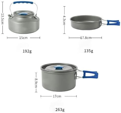 Camping Cookware Set Kit, Backpacking Gear Cooking Equipment, Portable Non Stick Pot Pan Cook for Outdoors Hiking
