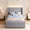 Gray, variant on Seetech Full Size Platform Bed Frame with LED Lights, Velvet Upholstered Bed with Side Pocket, No Box Spring Needed, White