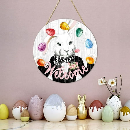 

YruYptpaln for Car Decorative Beads for Bowls Easter New Woodcut Cartoon Rabbit Egg Children Room Wall Decoration Wall Hanging Door Hanging Decorations