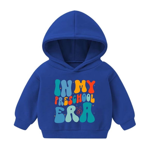 Odeerbi Toddler Boys Girls Hoodies Printed Pullover Hooded Sweatshirts Fashion Casual Long Sleeve Printing Hooded Sweatshirt Tops Blue