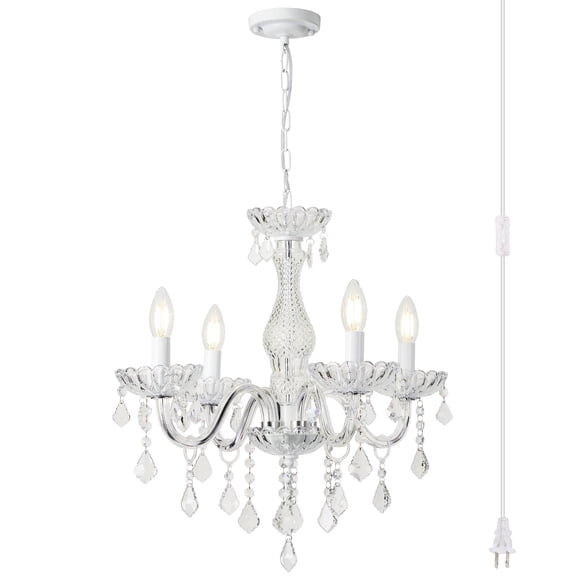 AOLALA 4-Light Art Deco Painting Corded Electric Crystal Chandeliers