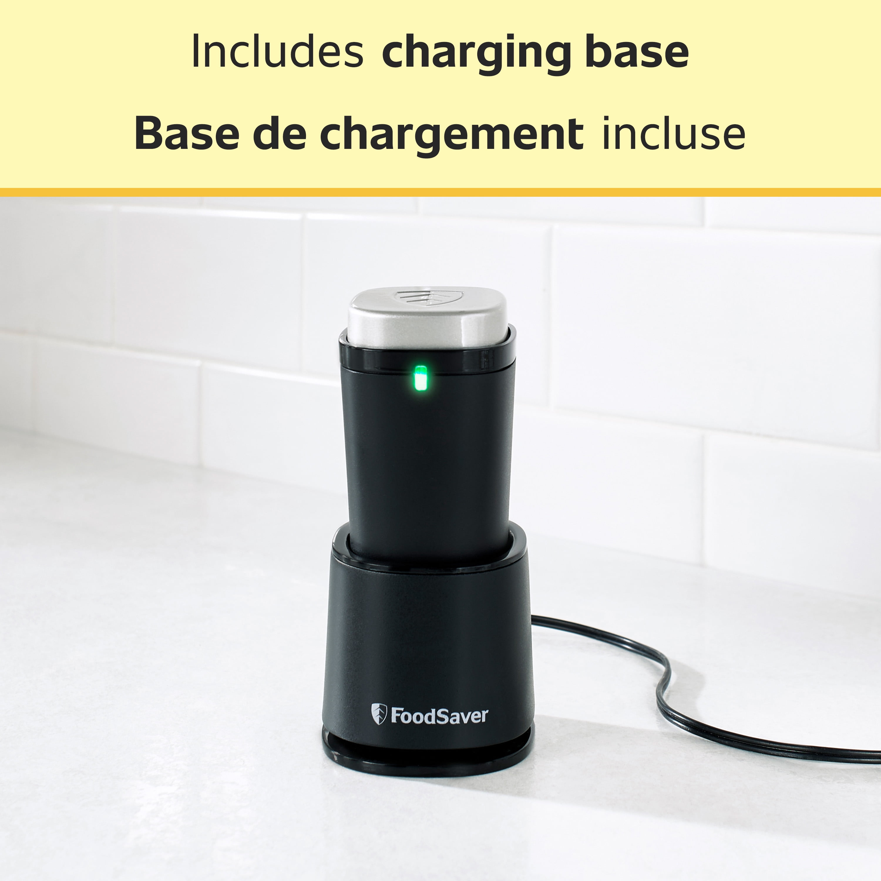 Scelleuse sous vide portative pour aliments sans fil FoodSaver V1100 et deux sacs à glissière de 946 ml (1 pinte)