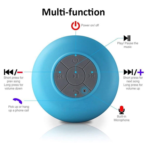 Portable Wireless Speakers HiFi Waterproof Bluetooth Shower Speaker with Suction Cup Handsfree Portable Speakerphone Built-in Mic