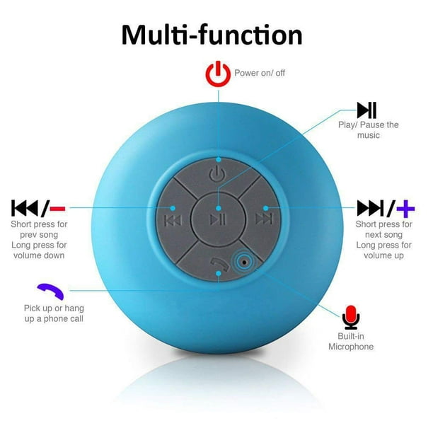 Haut-parleurs Sans Fil Portables Haut-Parleur de Douche Bluetooth Étanche HiFi avec Ventouse Mains Libres Haut-Parleur Portable Intégré Micro