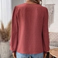 thumbnail image 2 of ATOYSOY Long Sleeve Tees Loose Lace Shirts for Women Solid Color Tops V Neck Pullovers Casual Lace Crochet Outwear Fall Trendy Red S, 2 of 2
