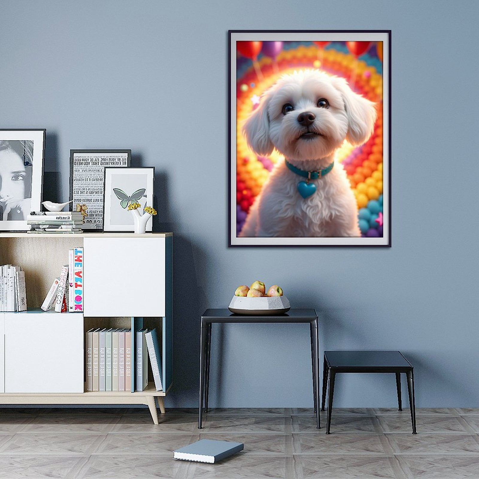 Diamond Art Kit for Adults, Cute Dog Colorful Background Diamond Painting for Adults Beginners, DIY Diamond Art Painting Kits, 5D Diamond Painting Crafts for Home Decor 12x16 Frameless
