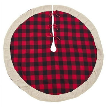 Saro Lifestyle 1786.R72R Buffalo Plaid Sherpa Christmas Tree Skirt