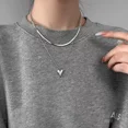 thumbnail image 4 of LATS Double Layered Love Heart Pendant Necklace for Women Silver Color Simple Neck Chain Choker Fashion Jewelry Birthday Gifts, 4 of 5