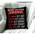 thumbnail image 3 of Think Before You Speak Throw Pillow Cover Motivational Quote Decorative Pillow Case Cotton Linen Cushion Cover Decor 18x18 Inch Pillowcase for Home, 3 of 4