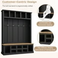 thumbnail image 5 of Bellemave 59"W Farmhouse Hall Tree with Storage Shelves and Shoes Rack Multi-functional Coat Rack with Hooks Entryway Shoes Storage Seating Bench Coat Hanger for Hallway (Black, With Shoes Rack), 5 of 10
