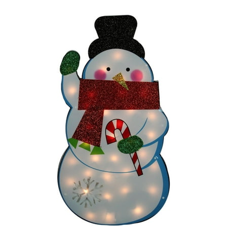 30" Standing Tinsel Snowman Lighted Christmas Yard Art ...